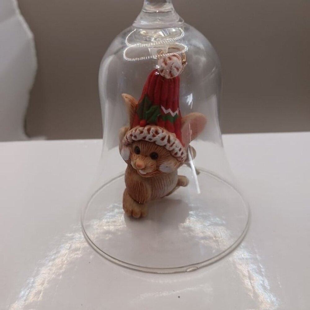 Hallmark vtg mouse in bell christmas ornament 1983 - Picture 2 of 7